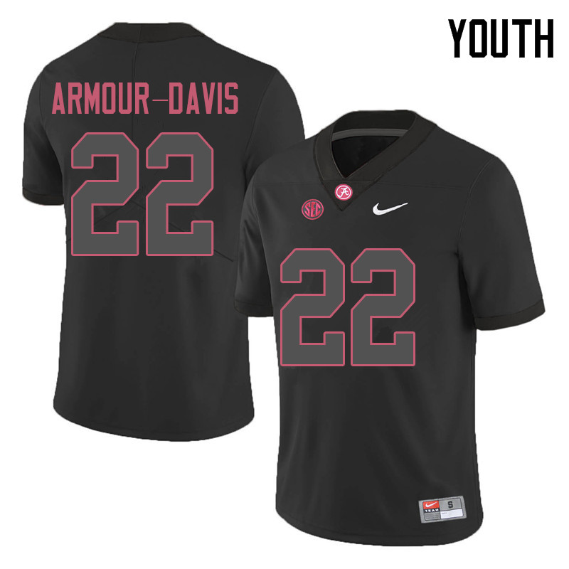 Alabama Crimson Tide Youth Jalyn Armour-Davis #22 Black NCAA Nike Authentic Stitched 2018 College Football Jersey GB16W72IR